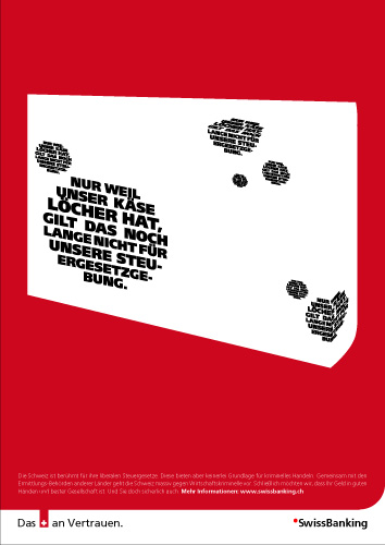 SwissBanking, Steuerimage verbessern., Käse
