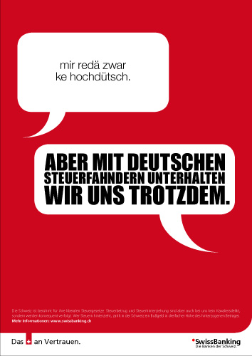 SwissBanking, Steuerimage verbessern., Hochdütsch